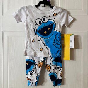 {Kid's} Infant Sesame Street Cookie Monster Pajama Set~ 12 Months (G11)